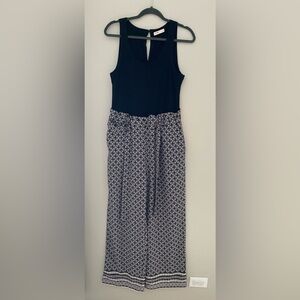 Chic and Fresh Black and White Patterned Jumpsuit Size L